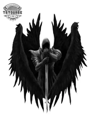 Tatouage éphémère ange noir