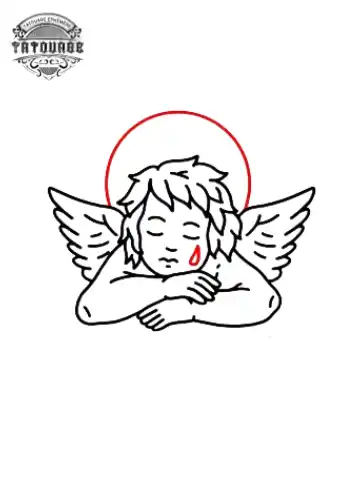 Tatouage éphémère ange triste