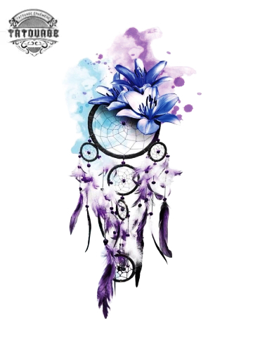 Tatouage éphémère attrape rêve aquarelle