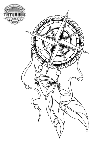 tatouage ephemere attrape reve avec boussole Tatouage éphémère attrape rêve avec boussole