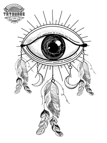 tatouage ephemere attrape reve avec oeil Tatouage éphémère attrape rêve avec oeil