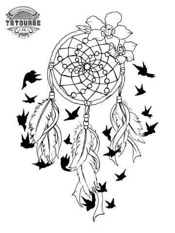 tatouage ephemere attrape reve avec oiseau Tatouage éphémère attrape rêve avec oiseau