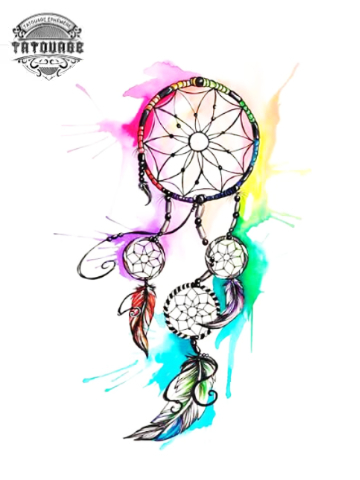 Tatouage éphémère attrape rêve couleur