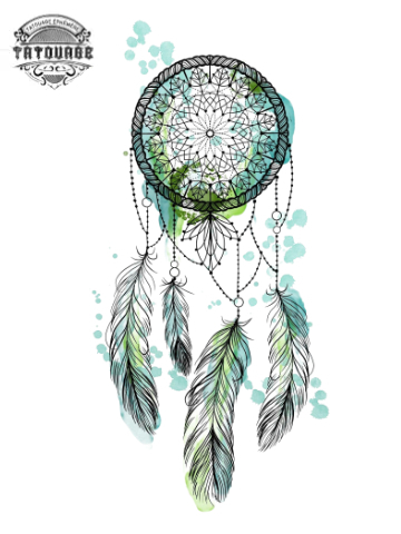 tatouage ephemere attrape reve en couleur Tatouage éphémère attrape rêve en couleur