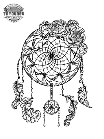 Tatouage éphémère attrape rêve fleur