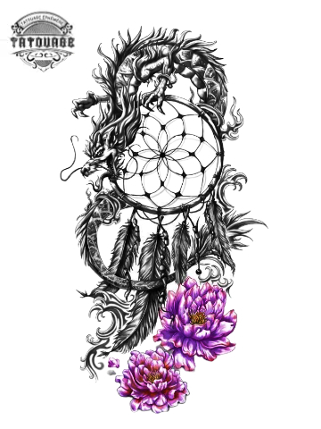 Tatouage éphémère attrape rêve homme