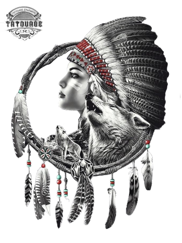 Tatouage éphémère attrape rêve indien