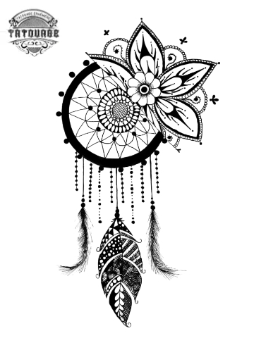 Tatouage éphémère attrape rêve lotus