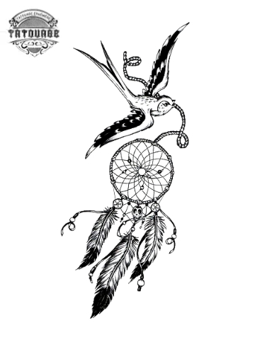 tatouage ephemere attrape reve oiseau Tatouage éphémère attrape rêve oiseau