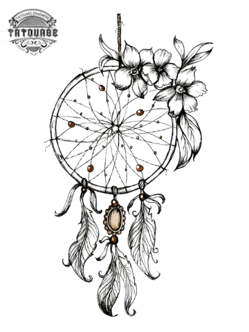 tatouage ephemere attrape reve orchidee Tatouage éphémère attrape rêve avec orchidée