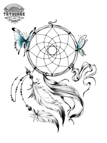 Tatouage éphémère attrape rêve papillon