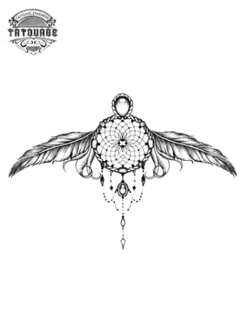 tatouage ephemere attrape reve plume Tatouage éphémère attrape rêve plume