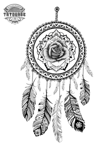 Tatouage éphémère attrape rêve rose