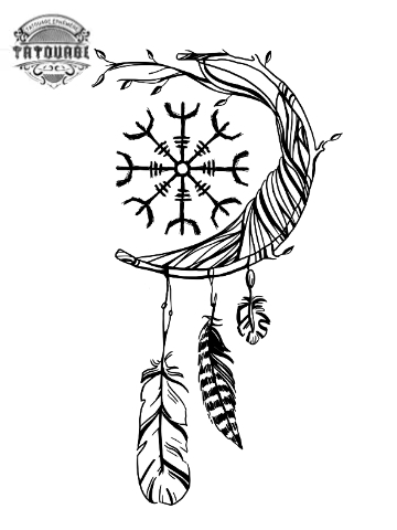 Tatouage éphémère attrape rêve symbolique