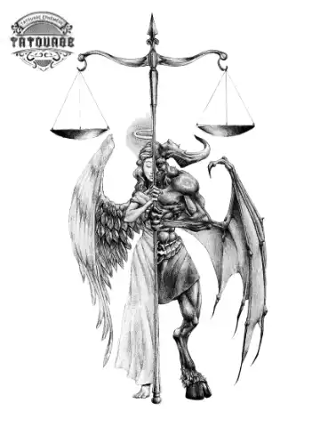 Tatouage éphémère balance ange et démon