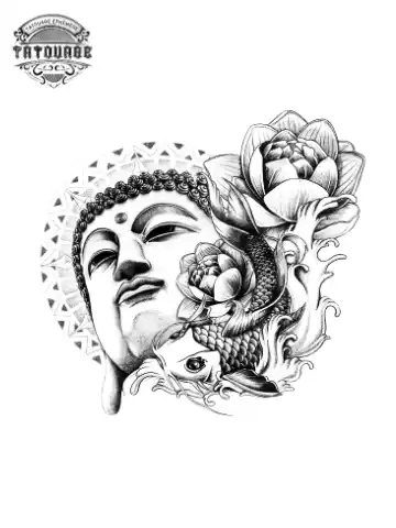 tatouage ephemere bouddha avec fleur Tatouage éphémère bouddha avec fleur