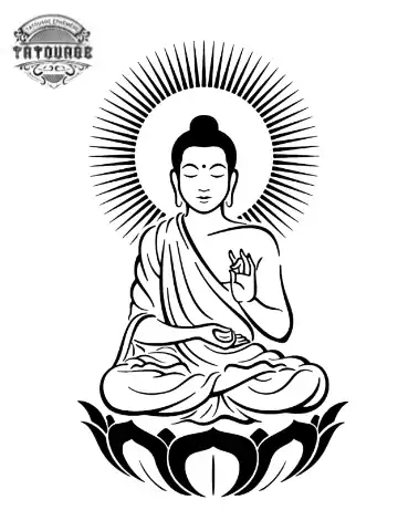 Tatouage éphémère bouddha fleur de lotus