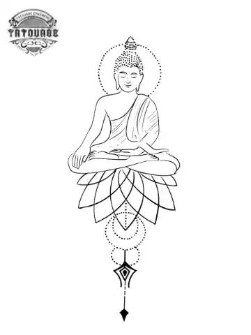 tatouage ephemere bouddha unalome Tatouage éphémère bouddhiste unalome
