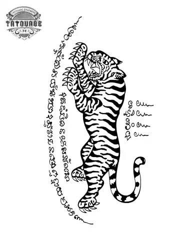 tatouage ephemere bouddhiste tigre Tatouage éphémère bouddhiste tigre
