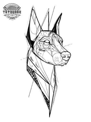 Tatouage éphémère chien géométrique