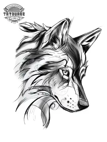 Tatouage éphémère chien loup