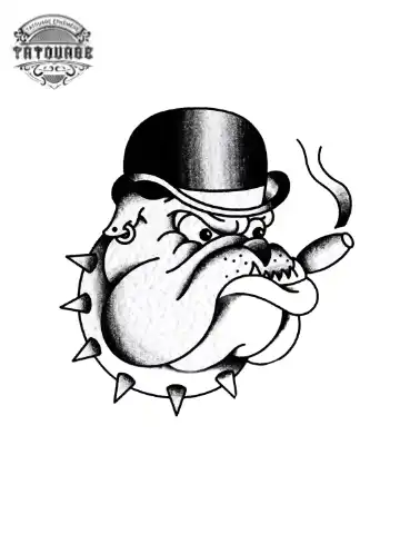 tatouage ephemere chien old school Tatouage éphémère chien old school