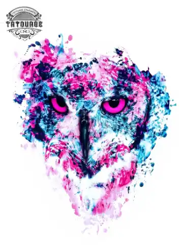 tatouage ephemere chouette aquarelle Tatouage éphémère chouette aquarelle