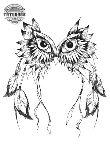 tatouage ephemere chouette attrape reve Tatouage éphémère chouette attrape rêve