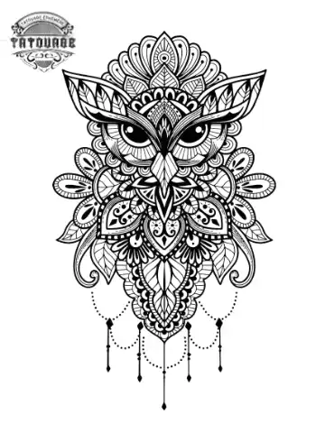 Tatouage éphémère chouette dentelle
