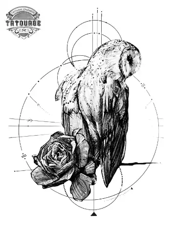 tatouage ephemere chouette graphique Tatouage éphémère chouette graphique