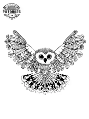 tatouage ephemere chouette mandala Tatouage éphémère chouette mandala
