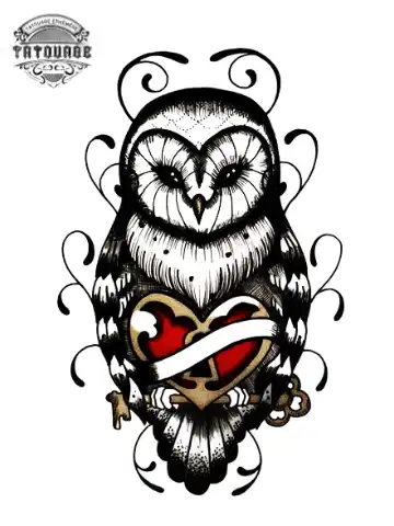 tatouage ephemere chouette old school Tatouage éphémère chouette old school