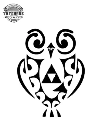 tatouage ephemere chouette polynesien Tatouage éphémère chouette polynésien