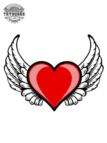 tatouage ephemere coeur ailes Tatouage éphémère coeur ailes