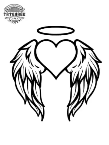 tatouage ephemere coeur avec ailes d ange Tatouage éphémère coeur avec ailes d’ange