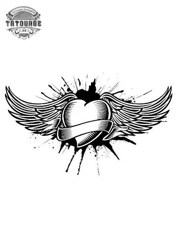 tatouage ephemere coeur avec des ailes Tatouage éphémère coeur avec des ailes