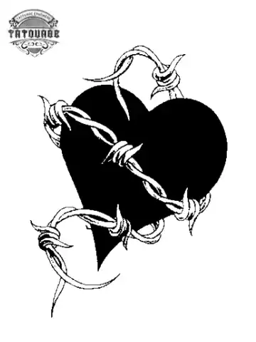 Tatouage éphémère coeur barbelé