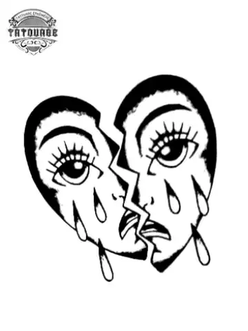 tatouage ephemere coeur brise visage Tatouage éphémère coeur brisé visage