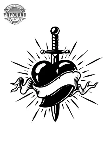 tatouage ephemere coeur dague Tatouage éphémère coeur dague