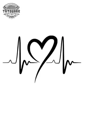 Tatouage éphémère coeur electrocardiogramme