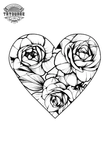 tatouage ephemere coeur et rose Tatouage éphémère coeur et rose