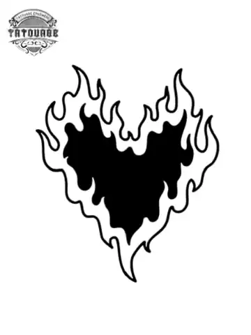 Tatouage éphémère coeur flamme