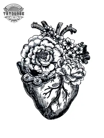 tatouage ephemere coeur fleur Tatouage éphémère coeur fleur