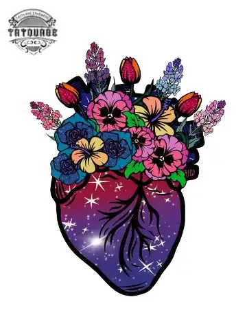 tatouage ephemere coeur floral Tatouage éphémère coeur floral