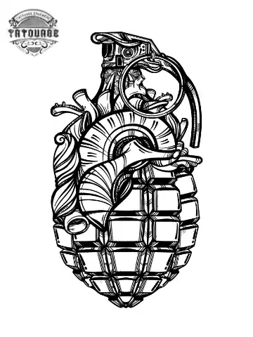 tatouage ephemere coeur grenade Tatouage éphémère coeur grenade