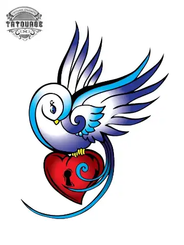 tatouage ephemere coeur hirondelle Tatouage éphémère coeur hirondelle