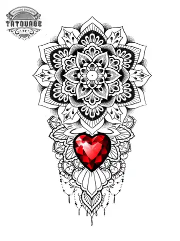 Tatouage éphémère coeur mandala