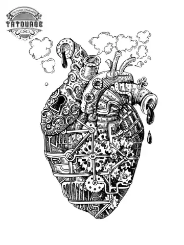 tatouage ephemere coeur mecanique Tatouage éphémère coeur mécanique