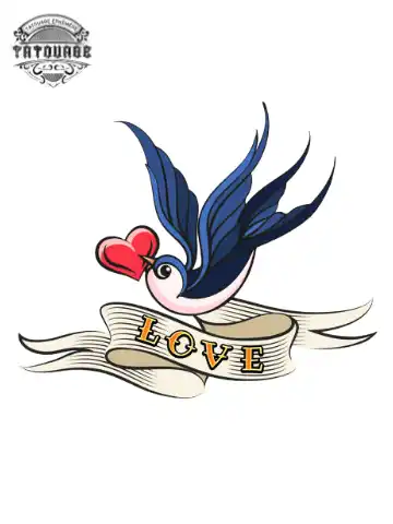 tatouage ephemere coeur oiseau Tatouage éphémère coeur oiseau