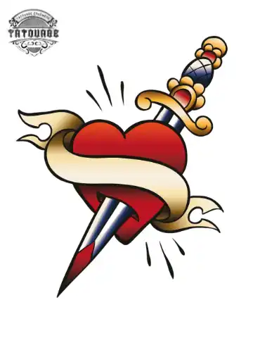 Tatouage éphémère coeur poignard